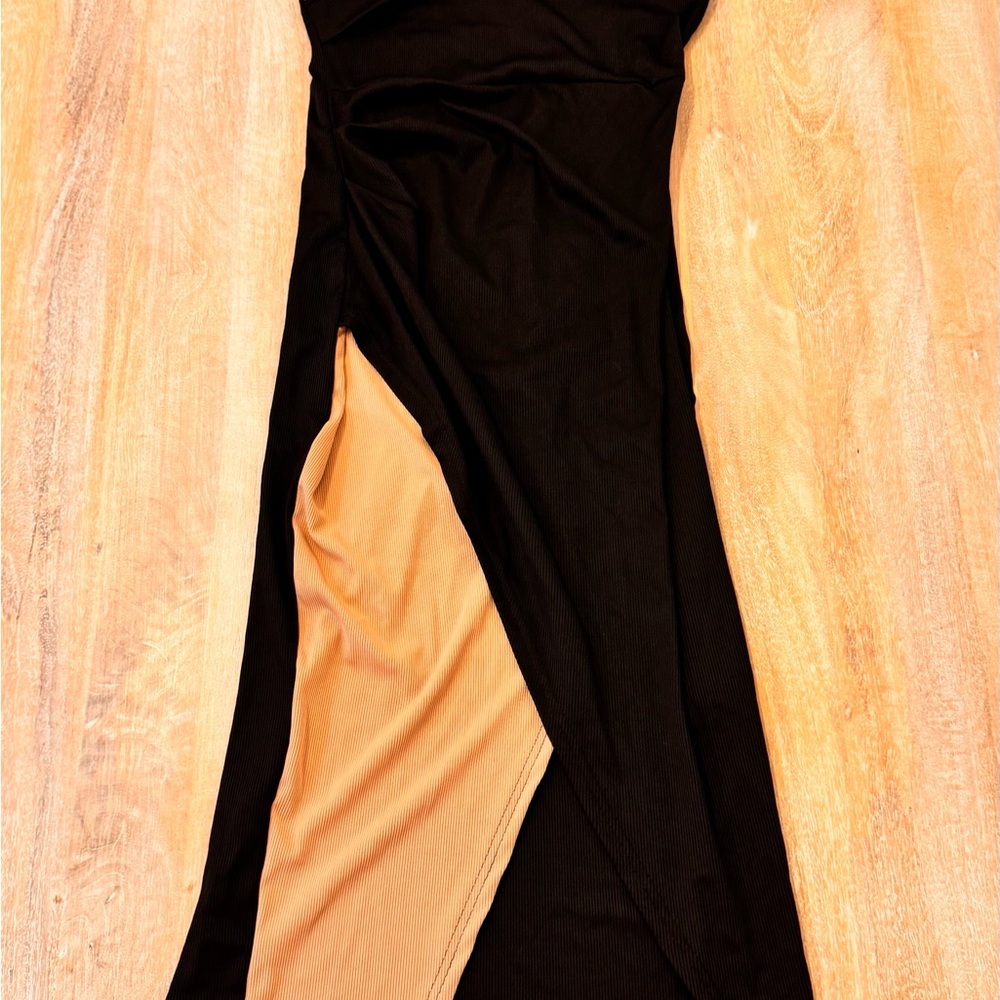 Elegant Black and Tan Dress